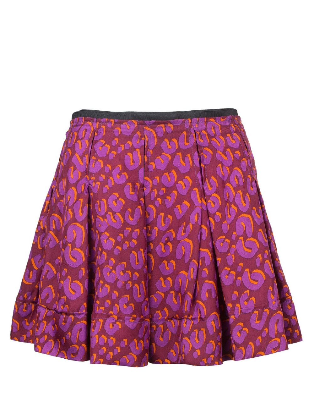 Louis Vuitton 100% Silk Authentic Leopard Mini-Skirt Purple Excellent US2 Xs 34